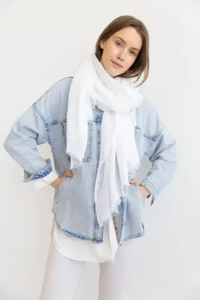 White linen lightweight scarf