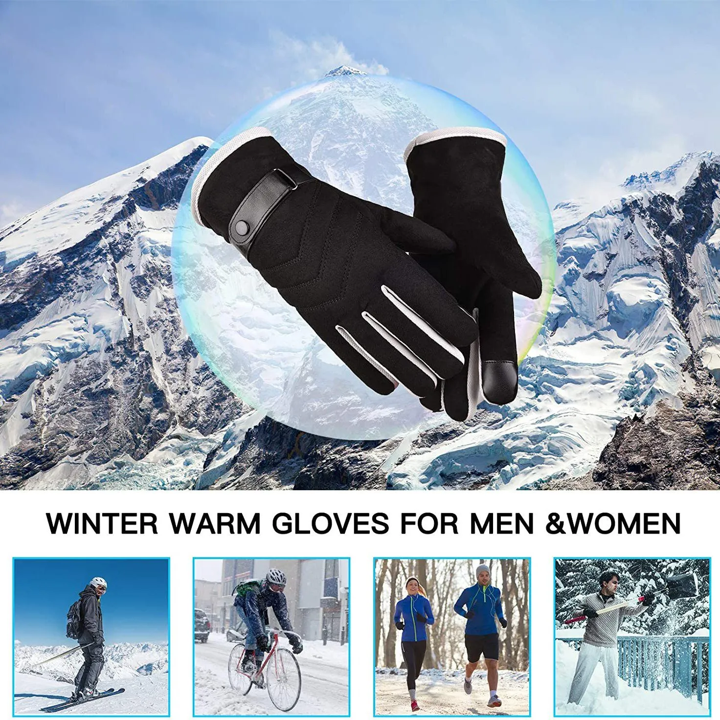 Windproof Thermal Gloves for Cold Weather Anti-Slip Gloves