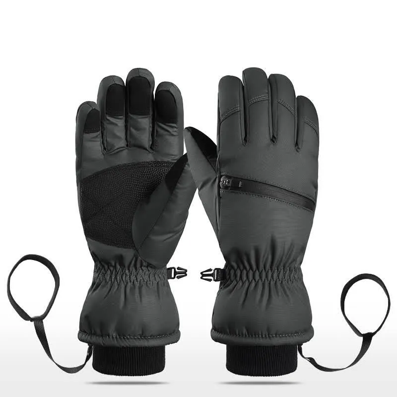 Winter Padded Zipper Pocket Ski Sports Gloves