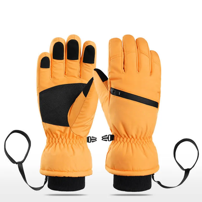 Winter Padded Zipper Pocket Ski Sports Gloves