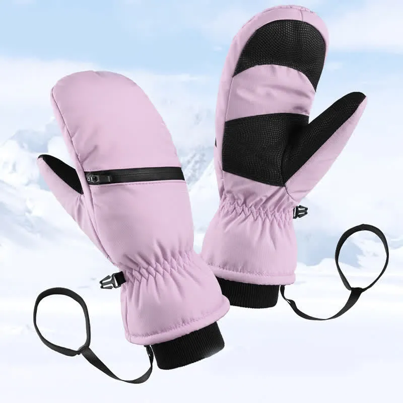 Winter Padded Zipper Pocket Ski Sports Gloves